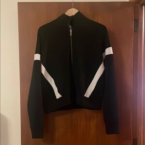 Chic Black and White Zip-Up Jacket